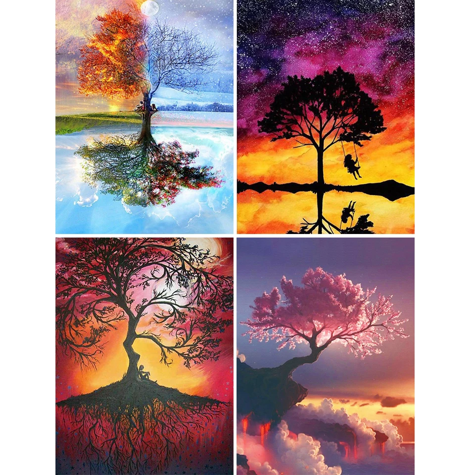 

Sale 5D Diy Diamond Painting Four Season Tree Cross stitch Kits Full Square Embroidery Mosaic Art Pictures of Rhinestones Decor