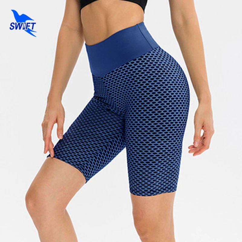 2021 Breathable Honeycomb Yoga Shorts Women Quick Dry High Waist Push Up Lifting Running Tights Workout Gym Fitness Short Pants