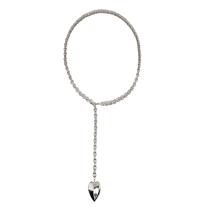 

LOVOACC Rock Metallic Love Heart Pendant Necklaces for Women Fashion Chunky Chains Imitation Pearls Necklace Personality Jewelry