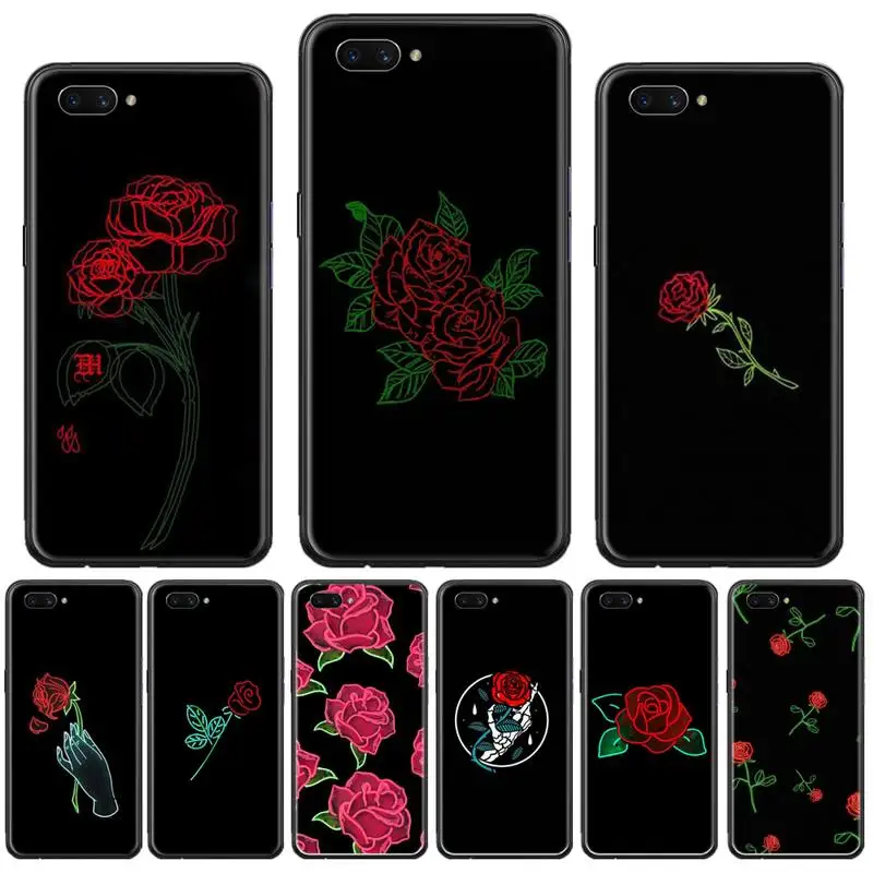 

Glowing rose in the dark Phone Case For OPPO F 1S 7 9 K1 A77 F3 RENO F11 A5 A9 2020 A73S R15 REALME PRO