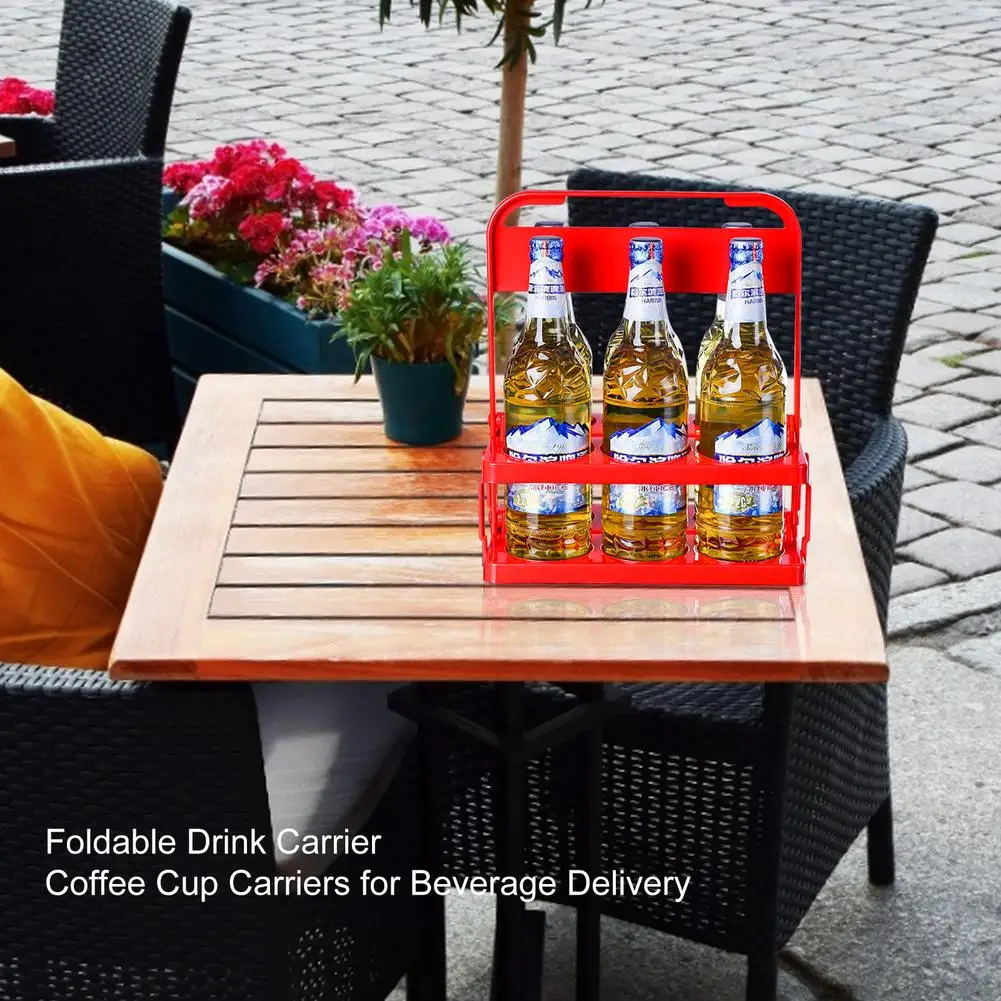 

6 Bottle Carrier Rack, Foldable Drink Carrier, Beverage Delivery Holder, Beer Carrying Rack Basket, Wine Caddy Stand Organizer