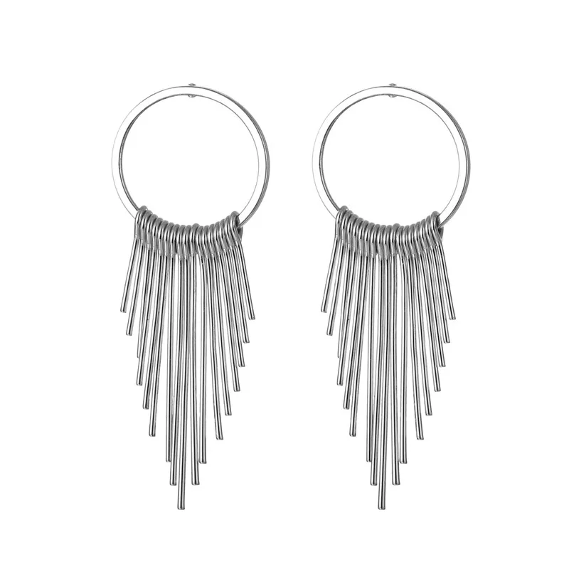 Женские серьги кисточки ZG длинные геометрические золотого и серебряного цветов