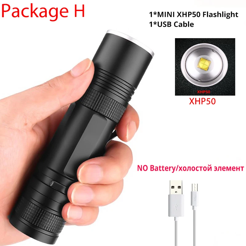XHP50 Самый мощный XHP90 Новое поступление светодиодный фонарик с usb зумом 18650 26650 USB Перезаряжаемый Аккумулятор VS XHP70/P50 походный фонарь - Испускаемый цвет: XHP50