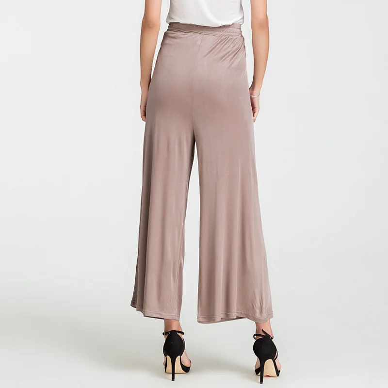 Women New 100%Real Silk Wide-legged Pants Women's Straight Pants SI0043