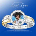Классическая мода, новинка 2021, круглая бижутерия Singer Elvis Presley, двухцветное кольцо с бриллиантами, аксессуары для вечеринок