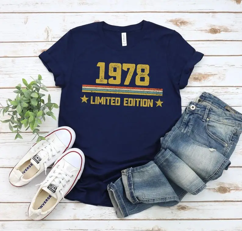 

1978 vintage limited edition 43rd birthday ideas 1978 vintage T-shirts 43rd birthday gift ideas for him y2k t shirt women Cotton