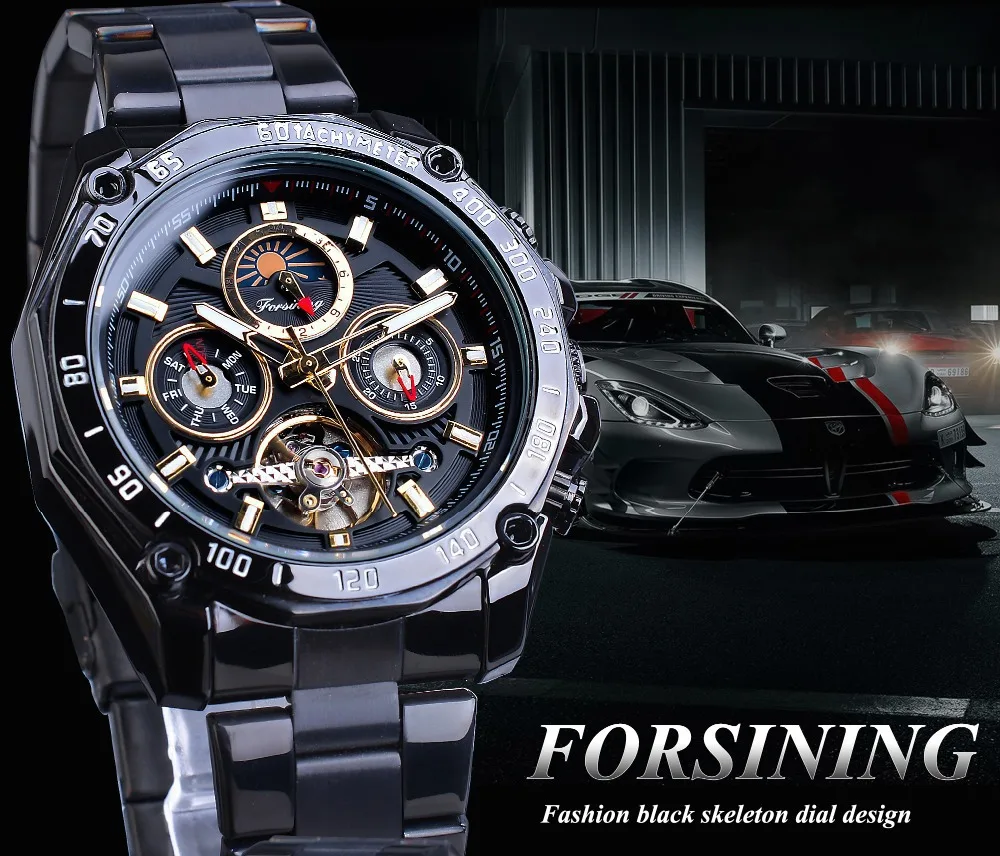 

forsining 353 men's fashion casual tourbillon multifunctional water automatic mechanical watch