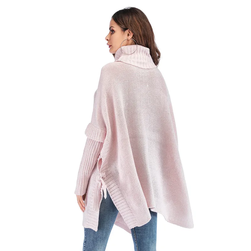 Autumn and Winter Women's Sweater Fashion Large Size Loose Bat Sleeve Turtleneck Pullovers Lady Oversized Knitted W1799 | Женская