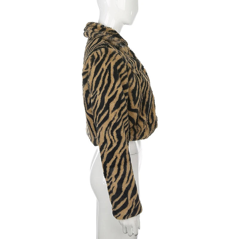 Rockmore Tiger/Полосатые зимние пальто и куртки для женщин; большие размеры; пальто с отложным воротником; Harajuku; уличная одежда; свободная осенняя куртка