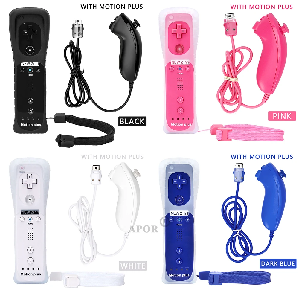 6 Colors For Wii Remote Controller Motion Plus with Silicone Case Replacement for Nintendo Nunchuk for Nintendo Wii and Wii U