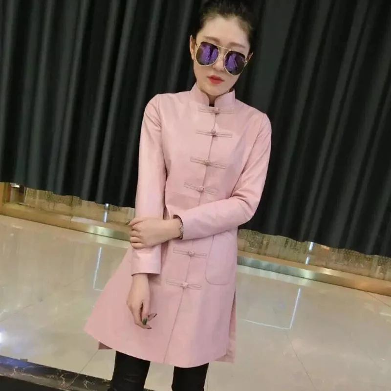 Женская куртка из натуральной кожи осенняя приталенная овечьей шкуры китайские