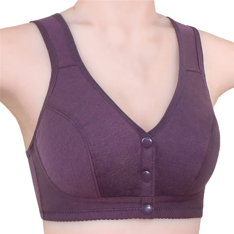 

Women Comfortable Cotton Bra Gift For Mom Fashion Soft Bralette Underwear Stretch Plus Size Dark Purple Color Vest Brassiere