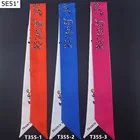 Винтажный двусторонний Длинный Узкий Шелковый шарф с надписью, Женский шёлковый шарф с ручкой для сумки, аксессуар