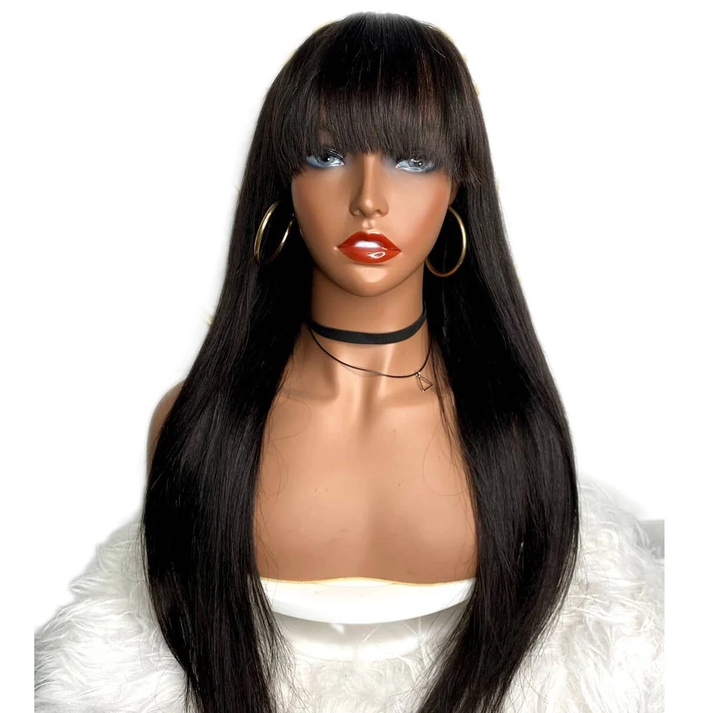 

Full Bang Wig Long Silky Straight Synthetic Hair #2 Heat Resistant Fiber Hair Wig Glueless