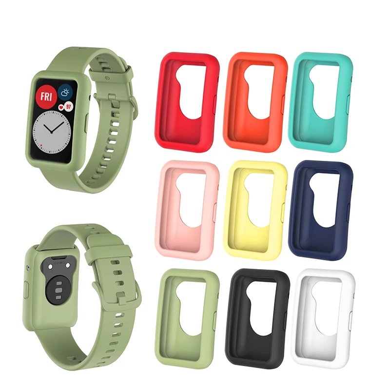 

Silicone Case For huawei watch fit strap Sport Silicone Watch Bracelet watch fit Replacement WristBand Screen Protector Cover