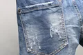 Lato w stylu dsq marka włoska dżinsy męskie wąska krótka dżinsy męskie spodnie jeansowe zipper stripe hole niebieskie szorty dziura dżinsy dla mężczyzn