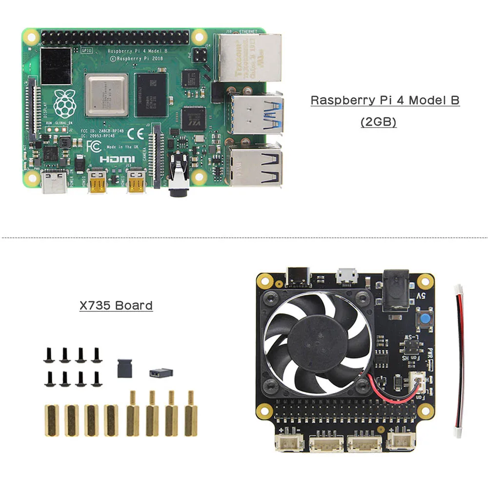 Bundle 2 Raspberry Pi X735 безопасное выключение управление питанием и автоматическое охлаждение платы для Raspberry Pi 4 Модель B/3B+(plus)/3B/2B - Цвет: Bundle 2