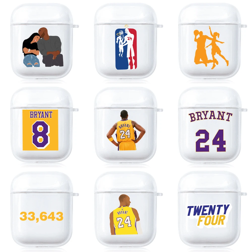 Чехол Kobe Bryant для Airpods 2 1 мягкий силиконовый прозрачный чехол черный наушников Mamba