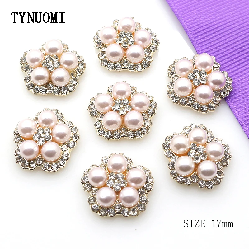 Горячая распродажа 10 шт./лот 17 мм круглые с горным хрусталем и жемчугом кнопки