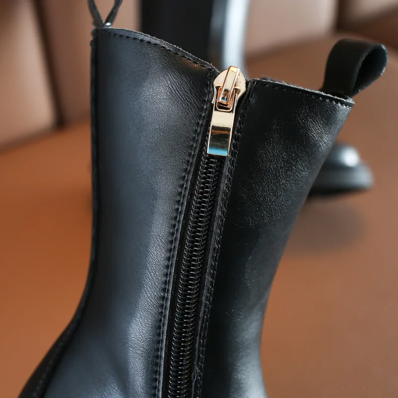 

Autumn and Winter Girls Casual Boots Princess Black Leather Boots Children Shoes Little Girl Boots