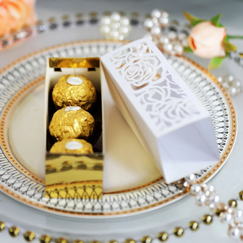 10/50/100 шт Роза и цветок Лазерная резка коробка конфет сувениры подарочные коробки