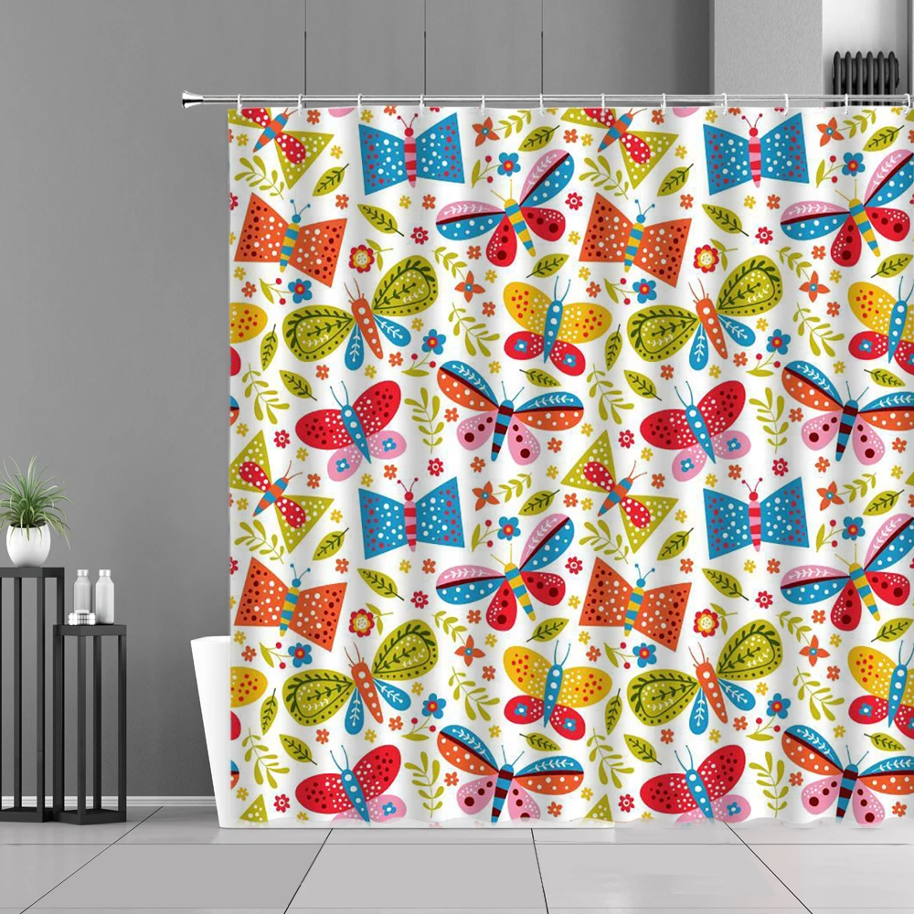 

Cartoon Pattern Shower Curtains Horse Animal Print Children Bedroom Curtain With Hooks Bath Screen Waterproof Polyester Fabric