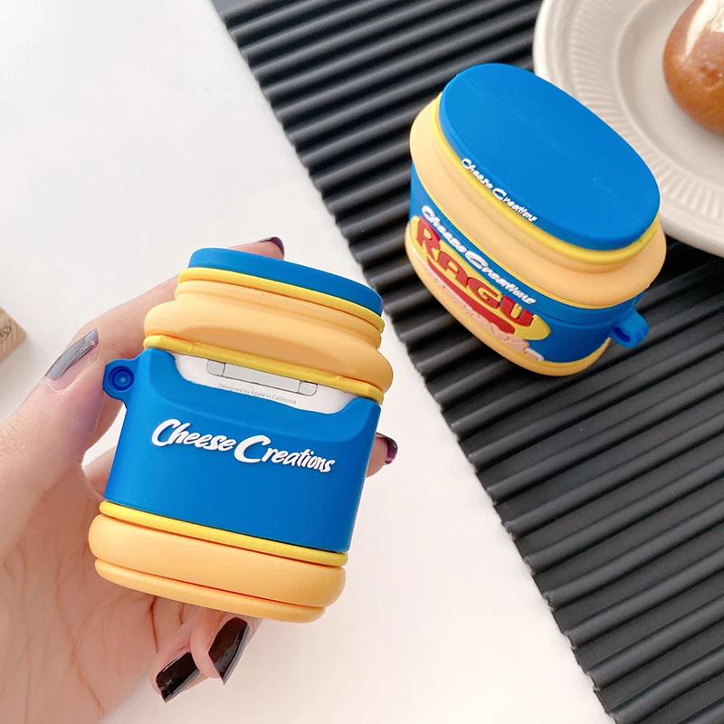 Чехол с объемным изображением сыра соуса для AirPods 1 2 Pro Box фирменный Мягкий