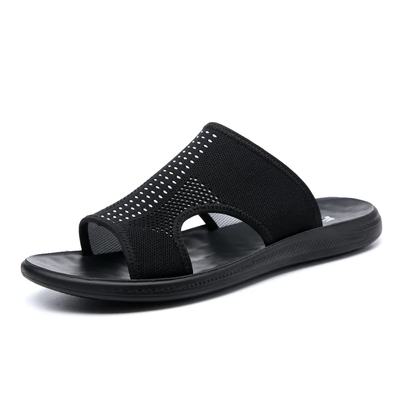 

Mesh Summer Men Slippers Bath Outdoor Breathable Fashion Brand Beach Shoes Flip Flops Indoor Slides Man Home Flat Sandals 2021