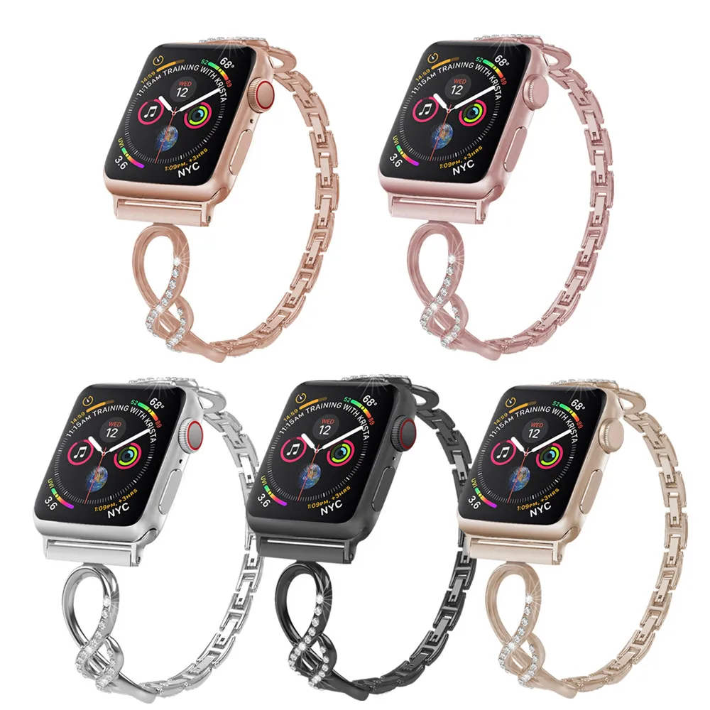 

Slim Diamond Bling Fashion Strap for Apple Watch Band Series SE/6/5/4/3/2 Girls Metal Fresh Bracelet for iWatch 44/40mm 38/42mm