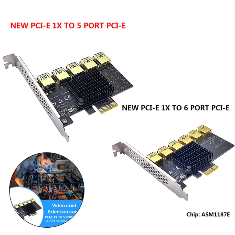 2021 Новинка PCIE X1 на USB 3 0 усилитель PCI Express Райзер-карта от 1 до 5 переходник-адаптер