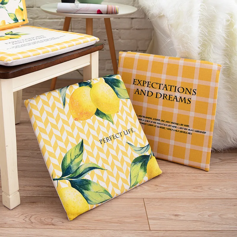 Simanfei подушка для сиденья пасторальная лимонная клетчатая подкладка стульев
