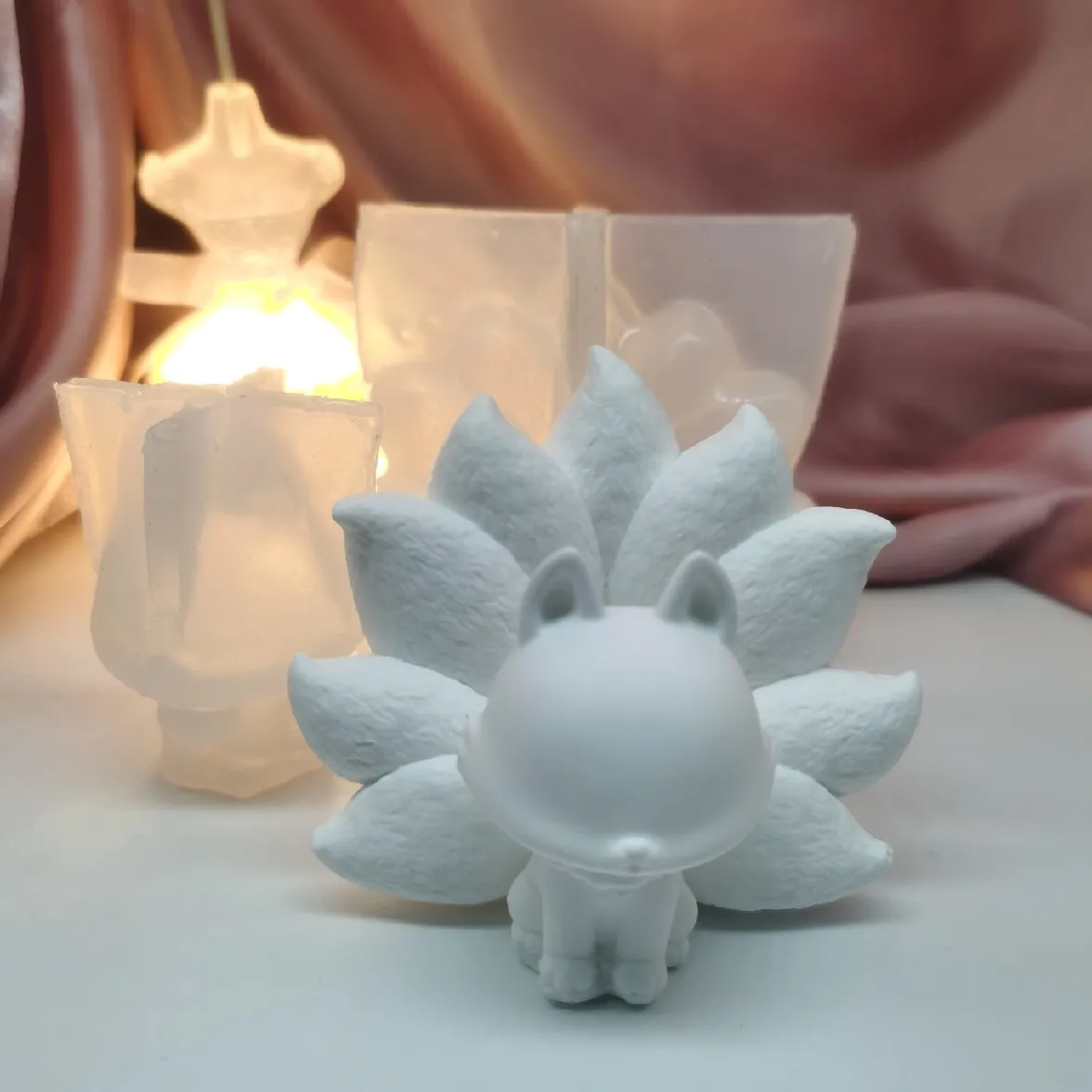 Девять хвостовых Лисий силиконовая форма 3D для смолы кристалл эпоксидный гипс