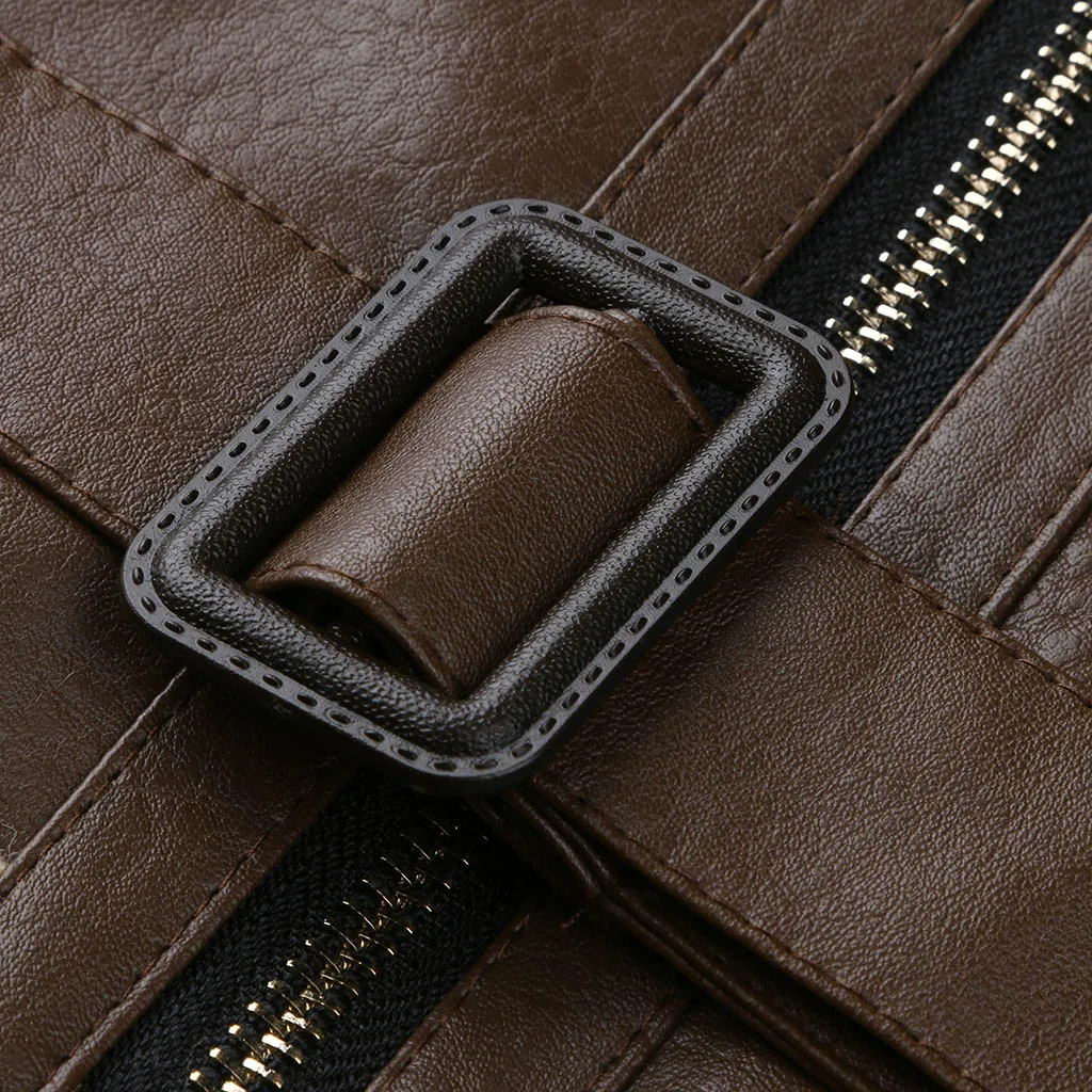 Зимняя мужская куртка из искусственной кожи в стиле ретро с воротником стойкой