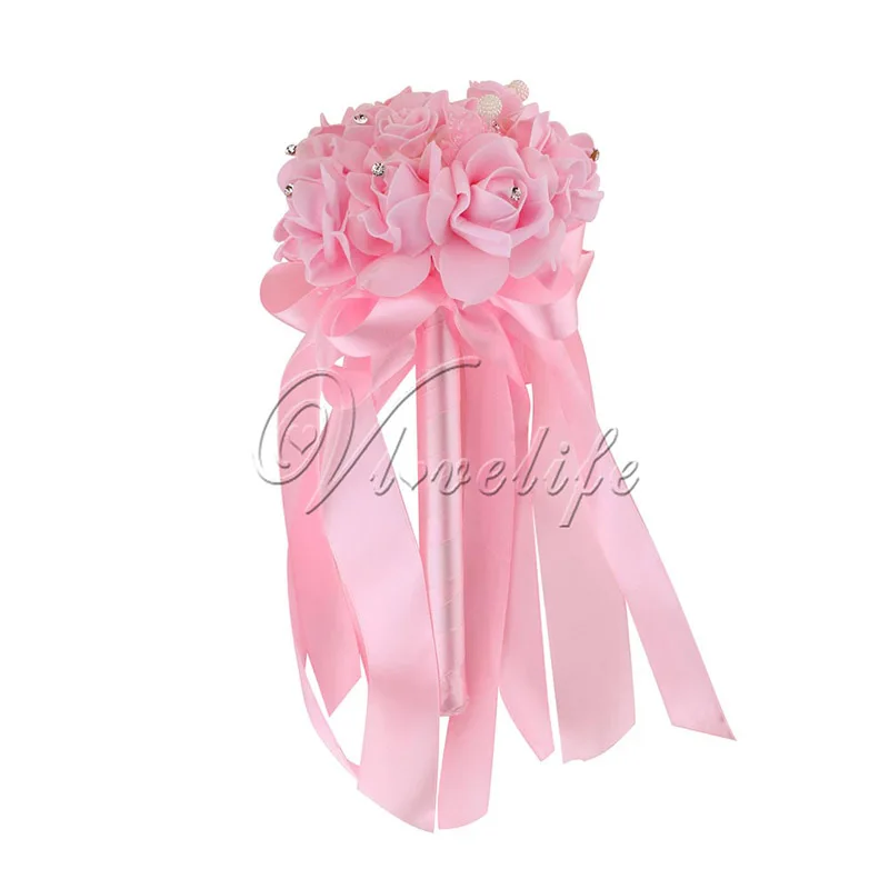 Элегантный свадебный букет искусственные цветы розы со стразами свадебные