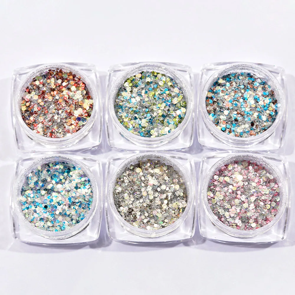 6 банок/набор блестки для ногтей|Блестки ногтей| |