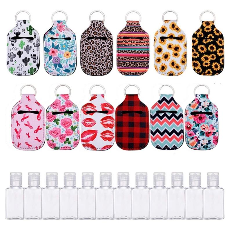 

Empty Travel Bottle Keychain Hand Sanitizer Bottle Holder 30ml Squeeze Bottle Refillable Containers for Toiletry Shampo 28ED