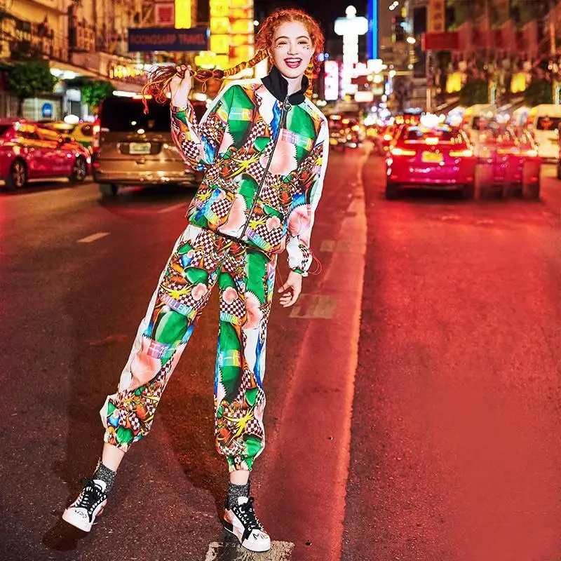 

2021 new Autumn Fashionable Stylish Printing Suit 2020 New Personal Leisure up and down Two-Piece Women's Clothing hot fashion
