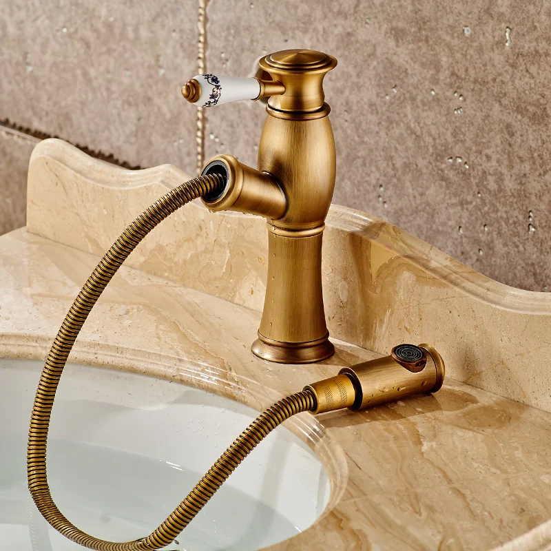 Смеситель для раковины в античном стиле кран из твердой латуни и бронзы с