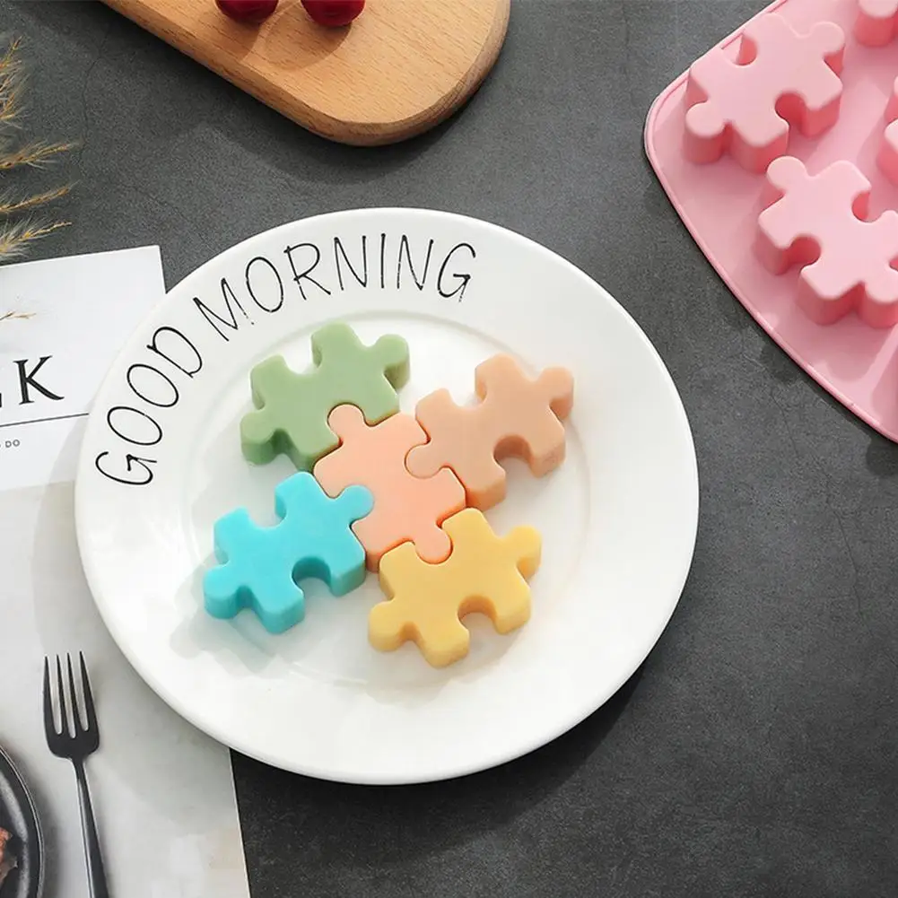 

Jigsaw Puzzle Fondant Cake Silicone Mold Aroma Plaster Molds Mould Chocolate Cake Ice Tray DIY Cube Gypsum Tools C7Y6