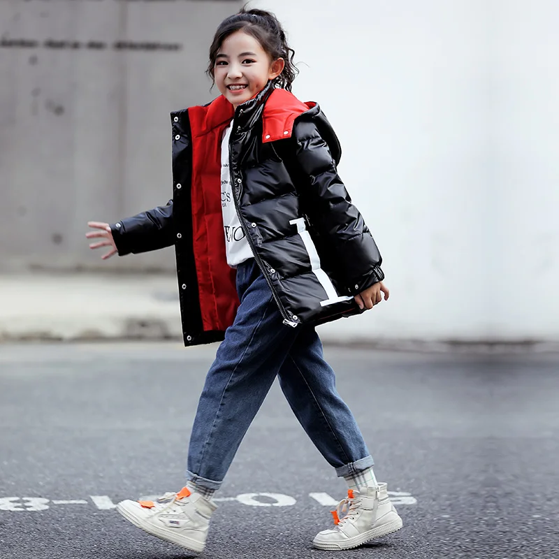 2019 модные детские пуховики Зимние водонепроницаемые пуховые пальто для
