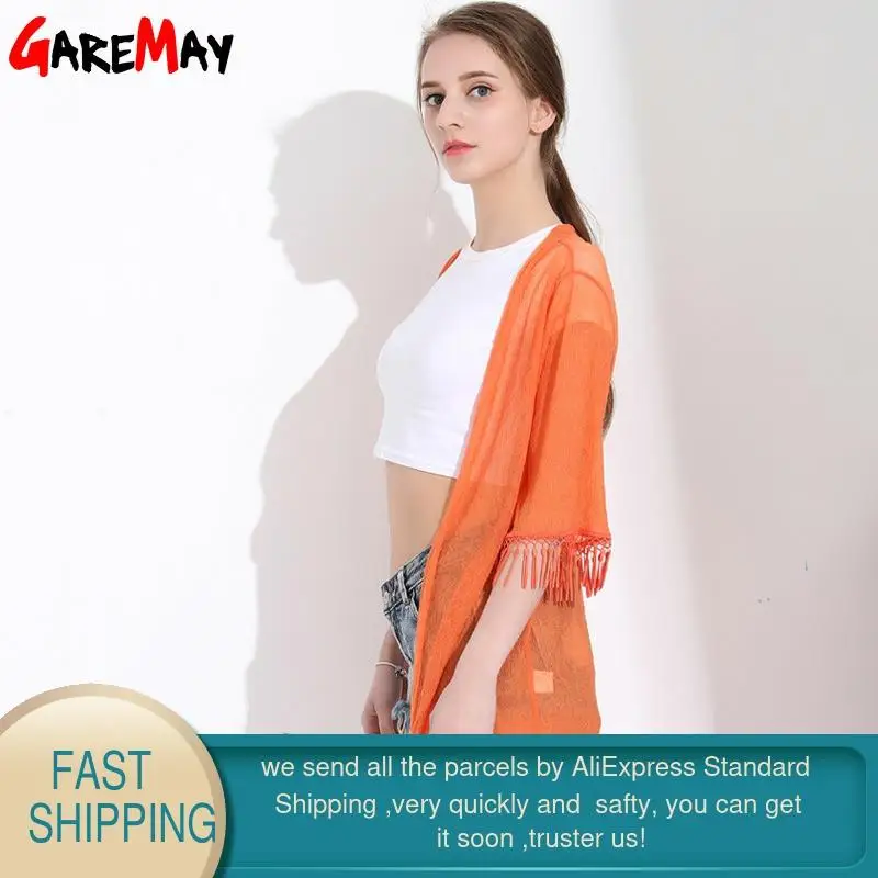 Ladies Summer Cardigans Female Long Causal Loose Womens Cardigan Fringed Open Stitch Sweater Beach Shirts Sunscreen Clothing |