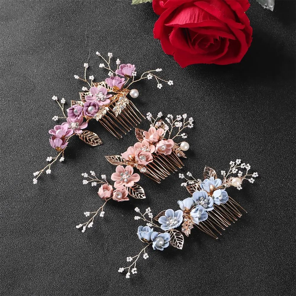 

Luxury Beautiful Crystal Crown Hair Combs Leaves Tiara Flower Hair Pin Wedding Bridal Clips Bride Hair Jewelry