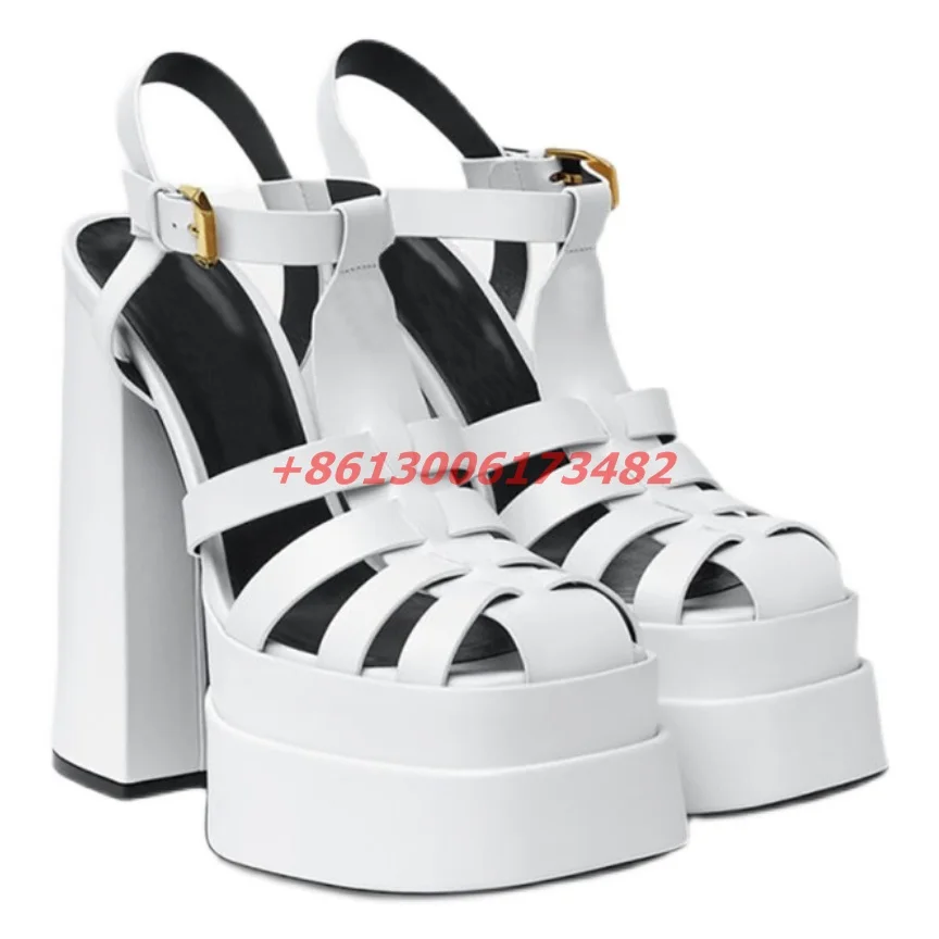 Женские летние сандалии на высокой платформе с закрытым носком и Т-образным