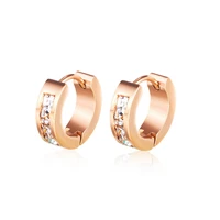 fashion female girl women small round hoop earrings jewelry rose gold color cubic zircon frosted deisgn