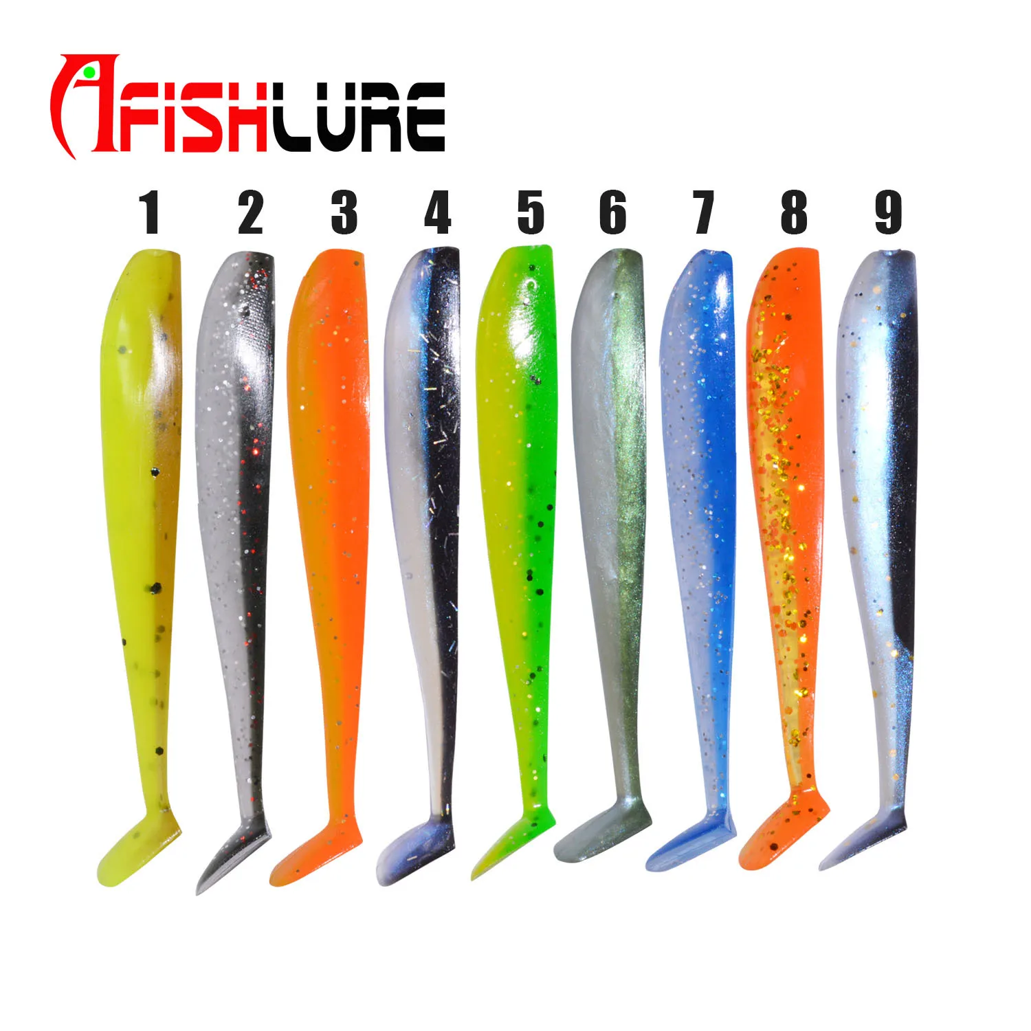 

Afishlure Soft Shad Lure Bait Wobblers 65mm/1.5g Silicone Plastics 8pcs/bag Artificial Lure Texas Rig
