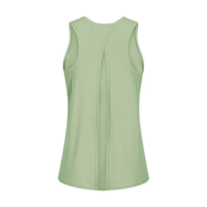 

Sport Short Sleeveless Tops Gym Women Back Yoga Shirts Solid Soft Loose Reverse Drape Activewear Exercise T-shirts Fitness Wear