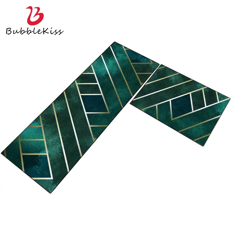 Зеленый кухонный ковер воздушный поцелуй в скандинавском стиле золотые