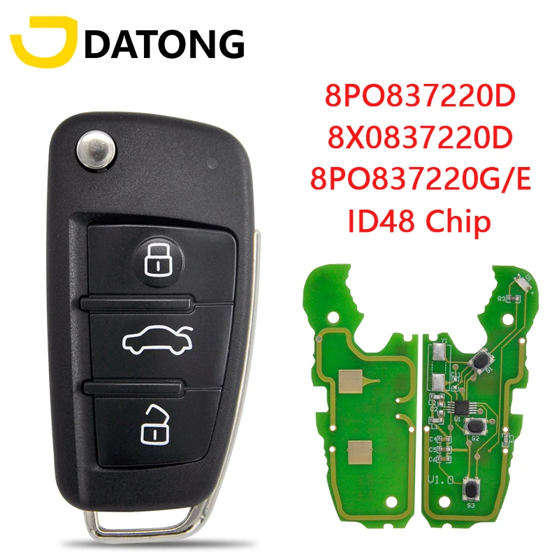 Автомобильный Дистанционный ключ Datong World для Audi A3 TT S3 A4 S4 номер детали 8P0837220D 434 МГц