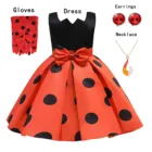 Карнавал для девочек, новинка, красный жук, платье на день рождения, перчатки, ретро-костюм, детская одежда для девочек, Моана, платье для косплея на Хэллоуин, серьги