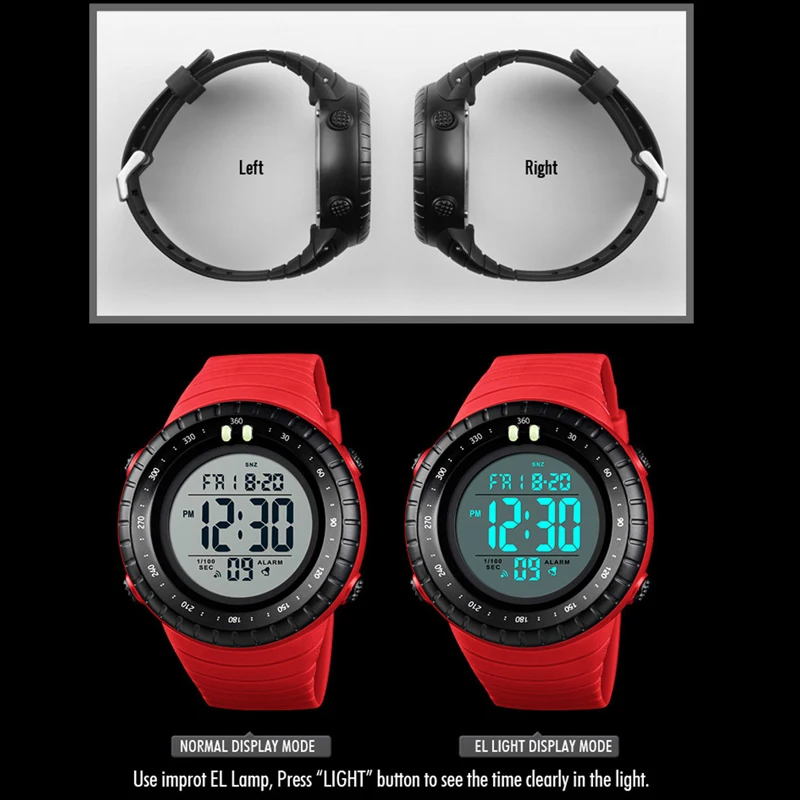 SKMEI мужские спортивные часы светодиодный светящиеся цифровые военные